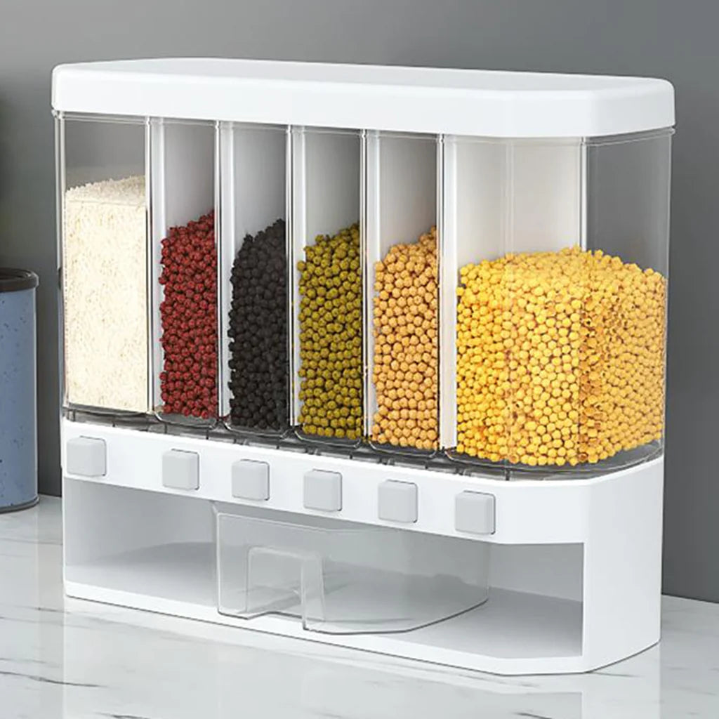 6 Grid Kitchen Dry Food Storage Dispenser ravva.shop