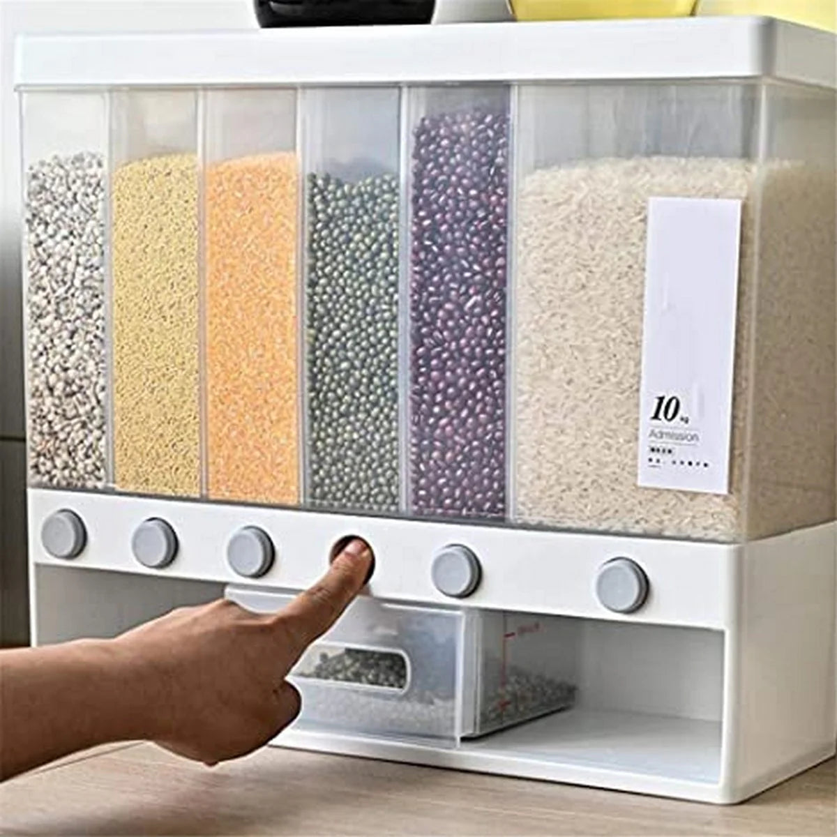 6 Grid Kitchen Dry Food Storage Dispenser ravva